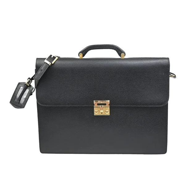 Pre-Owned Salvatore Ferragamo Revival Leather Black Leather Briefcase Bag