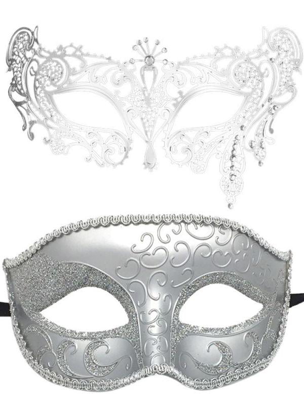 Womens Elegant SILVER Venetian Masquerade Half Mask Costume Accessory 