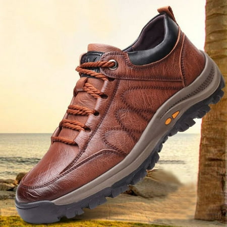 

Stamens Outdoor Mountaineering Shoes Style Warm And Waterproof Men S Shoes Pu Leather Slip Resistant Sneakers(Brown #41)