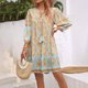 thumbnail image 2 of WILLBEST Vestido De Lino Para Mujer, Primavera/Verano, Bohemio, Para Vacaciones, Estampado, Cuello En V, Para Niños, 2 of 4