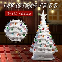 BOBOMOTI Ceramic Christmas Tree Hand Painted Tabletop Christmas Tree Mini Xmas Tree with LED Lights for Christmas Party Decorations