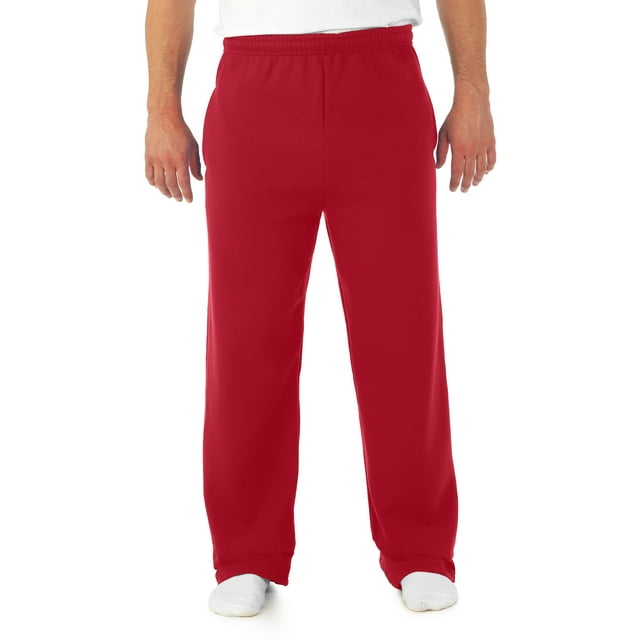 Jerzees Mens NuBlend Pocketed Open-Bottom Sweatpants, 2X, True Red