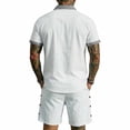 thumbnail image 6 of GUZOM Mens White Linen Blend Relaxed Fit 2 Piece Set | Short Sleeve Shirt & Matching Shorts Casual Summer Vacation Co-ord,Size 3XL, 6 of 6