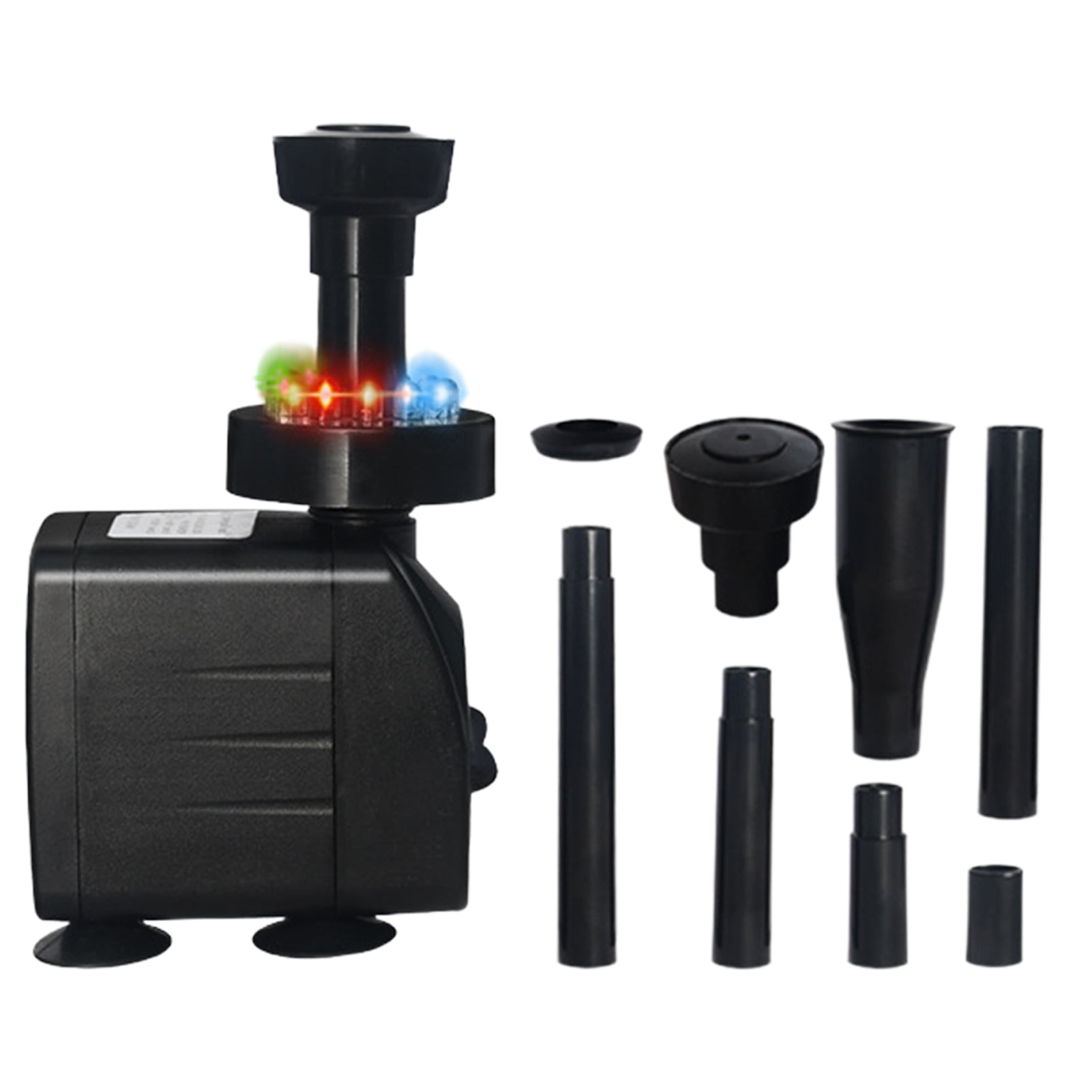 AYYUFE Fountain Pump with LED Light 12 Lamp Beads Strong Suction Cup Hydroponics Garden Pond Fish Tank Aquarium Pump 3-in-1 Ultra Quiet Adjustable Water Pump Indoor Outdoor