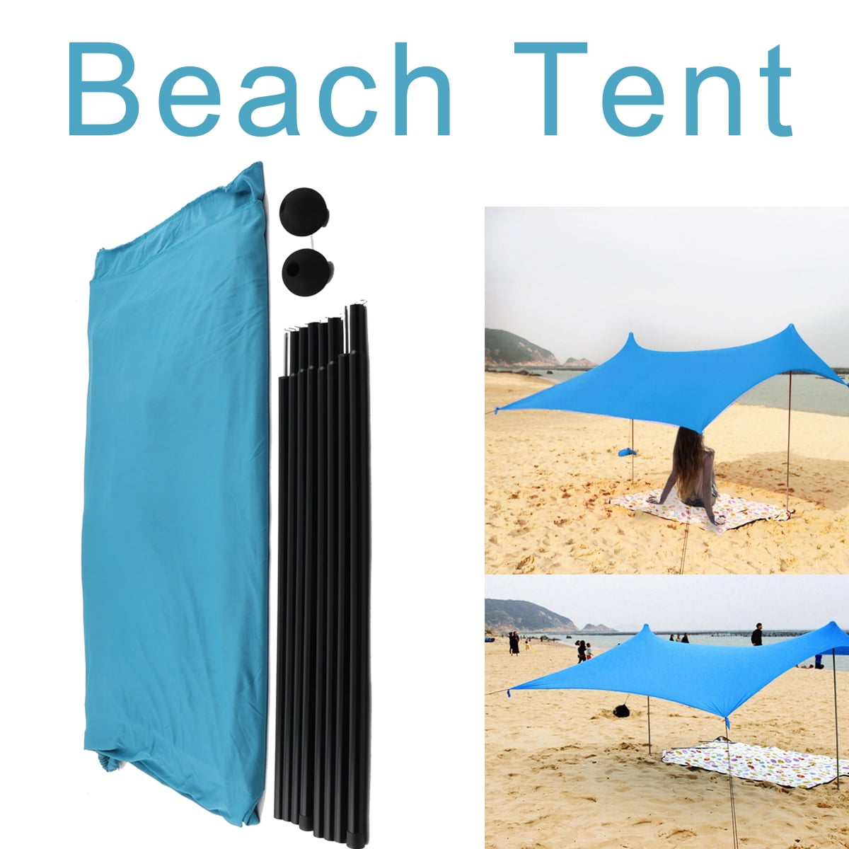SUDEG Portable Beach Tent Sun Shelter 10 x 10 ft Wind and Sun