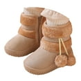 thumbnail image 3 of BOBOGOJP Kids Girls Boys Winter Warm Boots Suede Lightweight Faux Furry Lined Mid Calf Snow Boots for Toddler/Little Kid Beige for Size 3, 3 of 5