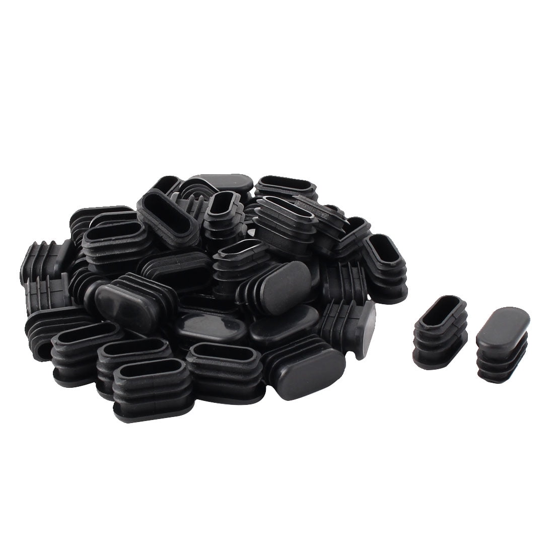 uxcell 15mm x 30mm Plastic Oval Shaped End Cup Tube Insert Black 12 Pcs 