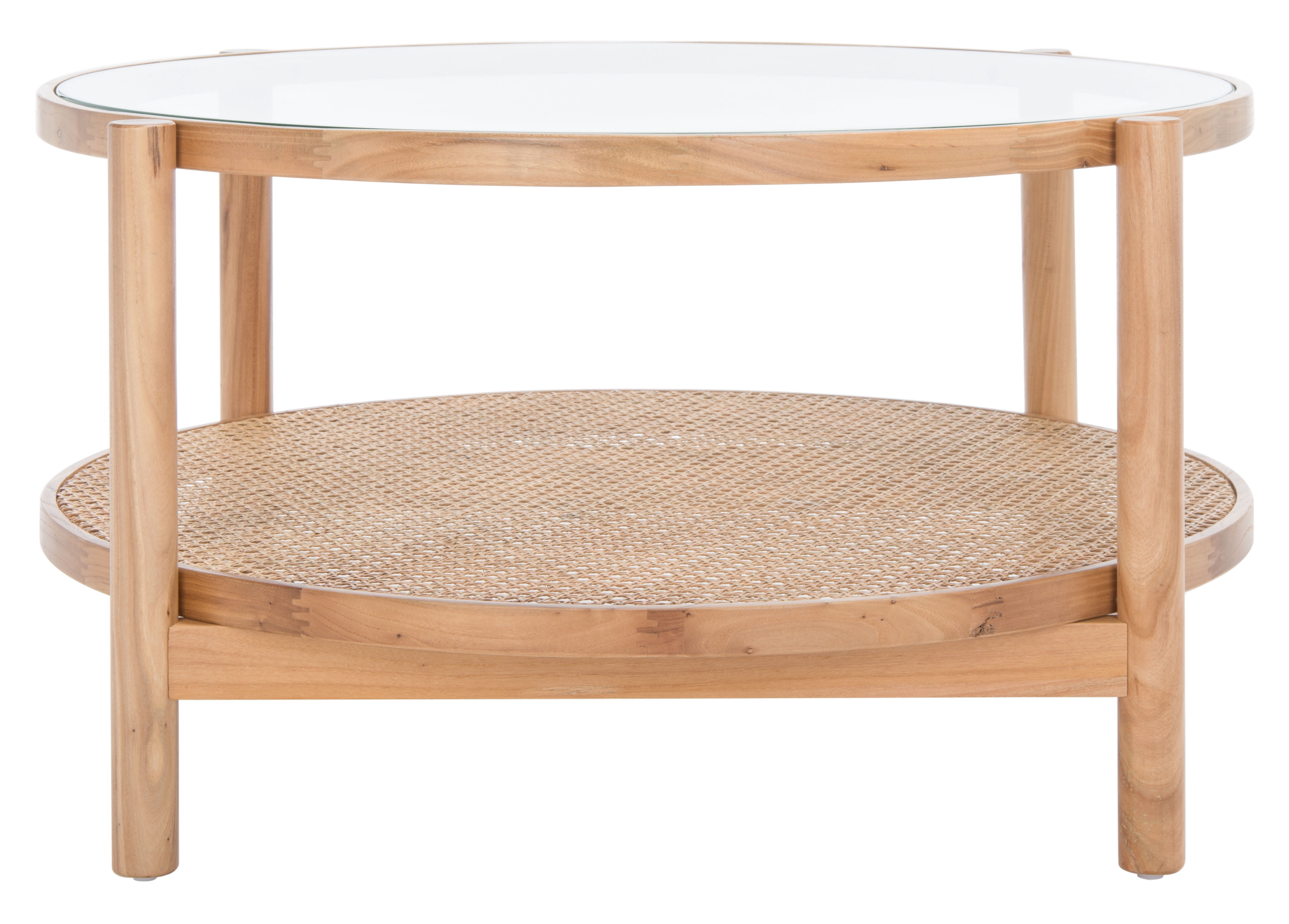 SAFAVIEH Couture Karyna Contemporary Round Glass Coffee Table, Natural/Clear
