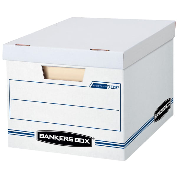 Bankers Box Storage File Basic Strength, 10" H x 12" W x 15" D, White, Pack of 10