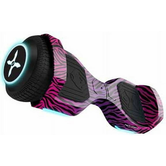 Hover-1 Rebel Kids Hoverboard with LED Headlight, 6 m Max Speed, 130 Lbs. Max Weight, 3 Miles Max Distance - Pink Zebra