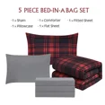 thumbnail image 2 of Amberspace Plaid Design 5-piece Bed in a Bag Comforter Set with Sheets,Red,Twin XL, 2 of 8