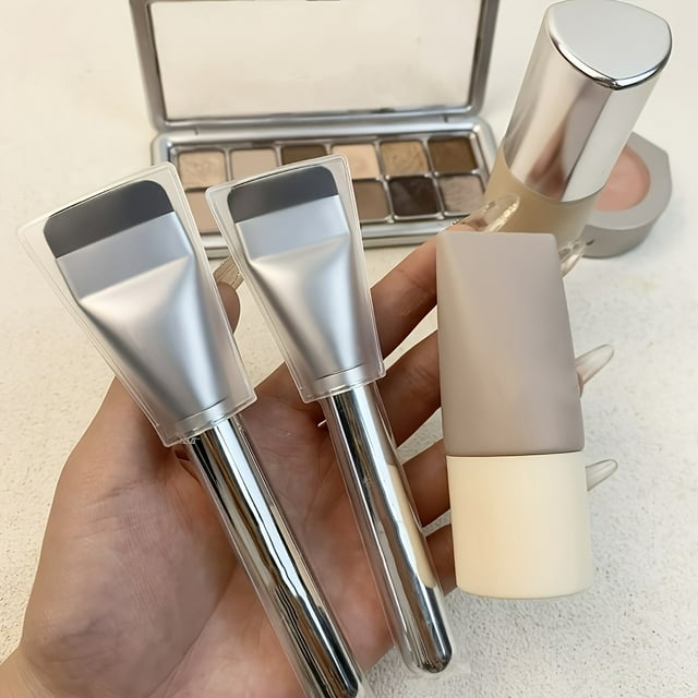 1pc Ultra-Thin Flat Head Foundation Brush - Expert Mask & Foundation Applicator - Seamless Straight-Line Design - Premium Non-Absorbent Bristles for Effortless, Flawless Makeup Application