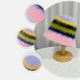 thumbnail image 7 of Diufon Winter Bucket Hat for Women Fleece Warm Colorful Striped Trendy Versatile Cap Wool Fisherman Hats, 7 of 7