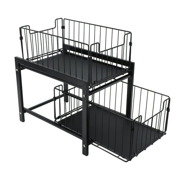 Organizador debajo del fregadero estante de hierro extraíble de 2 niveles para especias estante de almacenamiento para encimera gabinete de baño y cocina ANGGREK Otros