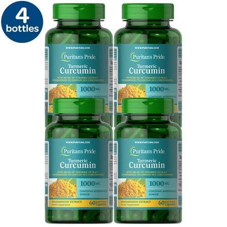 4 Pack - Puritan's Pride Turmeric Curcumin 1000 Mg W/Bioperine 60 Count