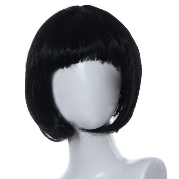 Fiudx Peluca Corta Negra, Estilo Moderno con Rulos Pequeños y Lisos, Accesorio de Fiesta de Moda, Transpirable y Cómodo, Disfraz de Halloween, para Eventos de Disfraces, Fácil Cuidado.
