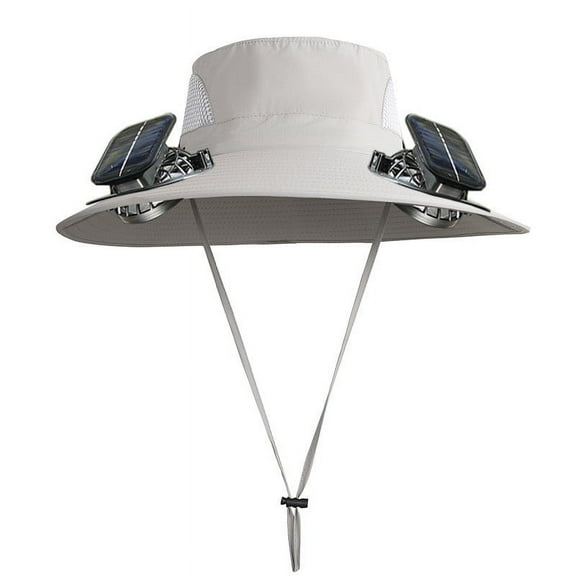 Solar Fan Hat Wide Brim Solar Fan Hat Outdoor Wide Brim Sun Hat with 2 Solar Fan Fishing Hat - Removable & USB Charging Fan