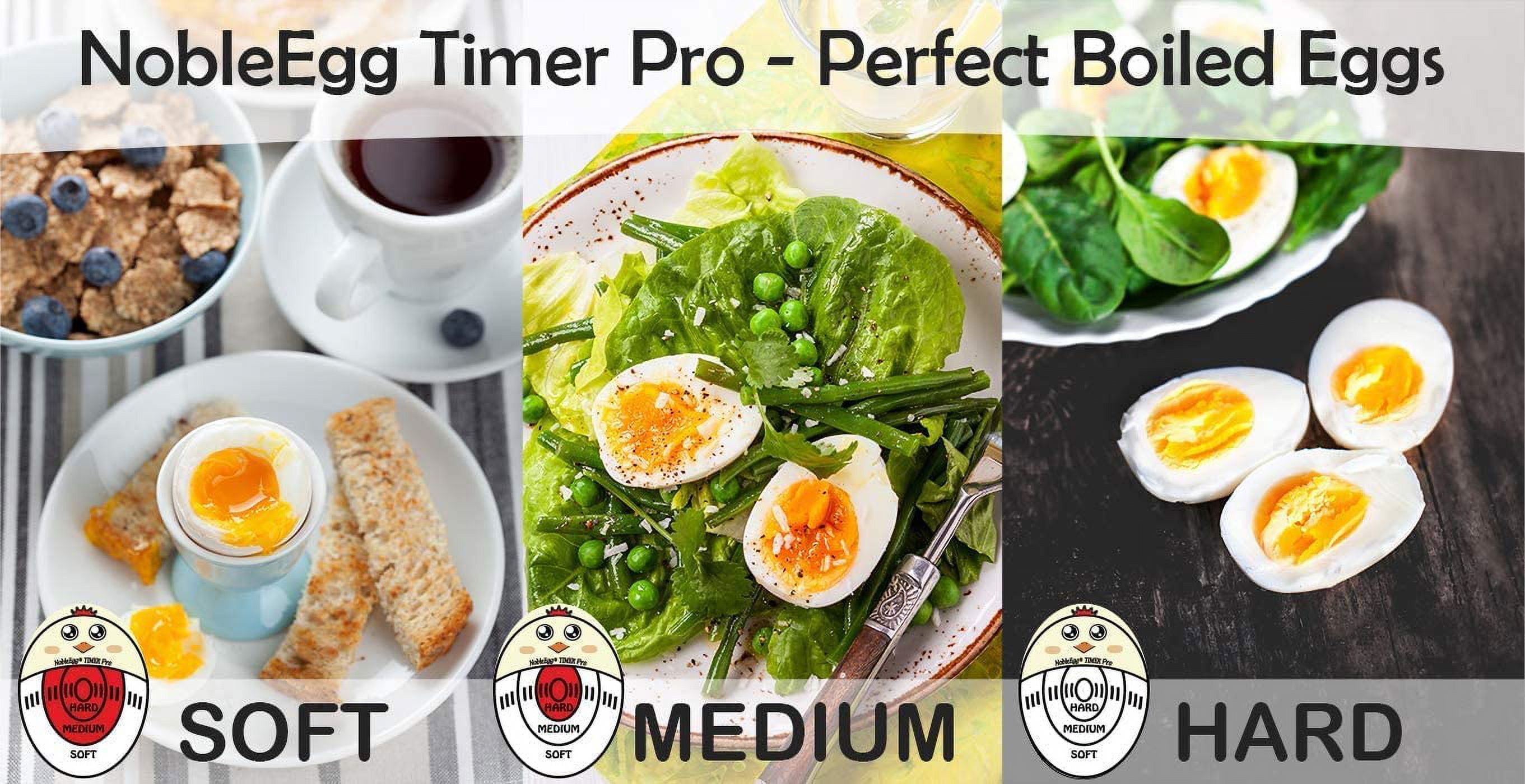  NobleEgg Premium Egg Cups for Soft Boiled Eggs, Set of 4, Egg  Timer Pro, 18/10 Egg Spoons, Egg Topper