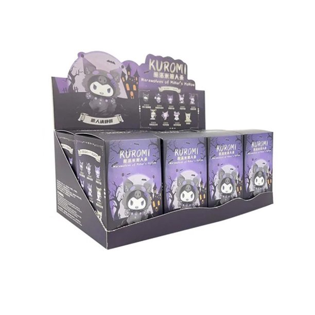 Lindo modelo de dibujos animados de Sanrio Kuromi, caja ciega de la serie Kill de hombre lobo Kuromi, Colección Kawaii, muñeca hecha a mano, juguete de decoración de escritorio