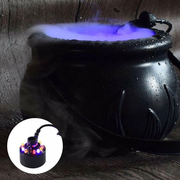 Halloween Mist Maker Fogger,Witch Cauldron Fog Maker Water Fountain Pond Fog Machine with Color Changing LED Light, Halloween Party Gift Decoration (Plastics)