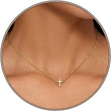 SKQIT Cross Necklace for Women, Dainty 18K Gold Plated Small Cross Pendant Necklace Simple Gold Cross Necklaces for Women Trendy Faith Jewelry Gift