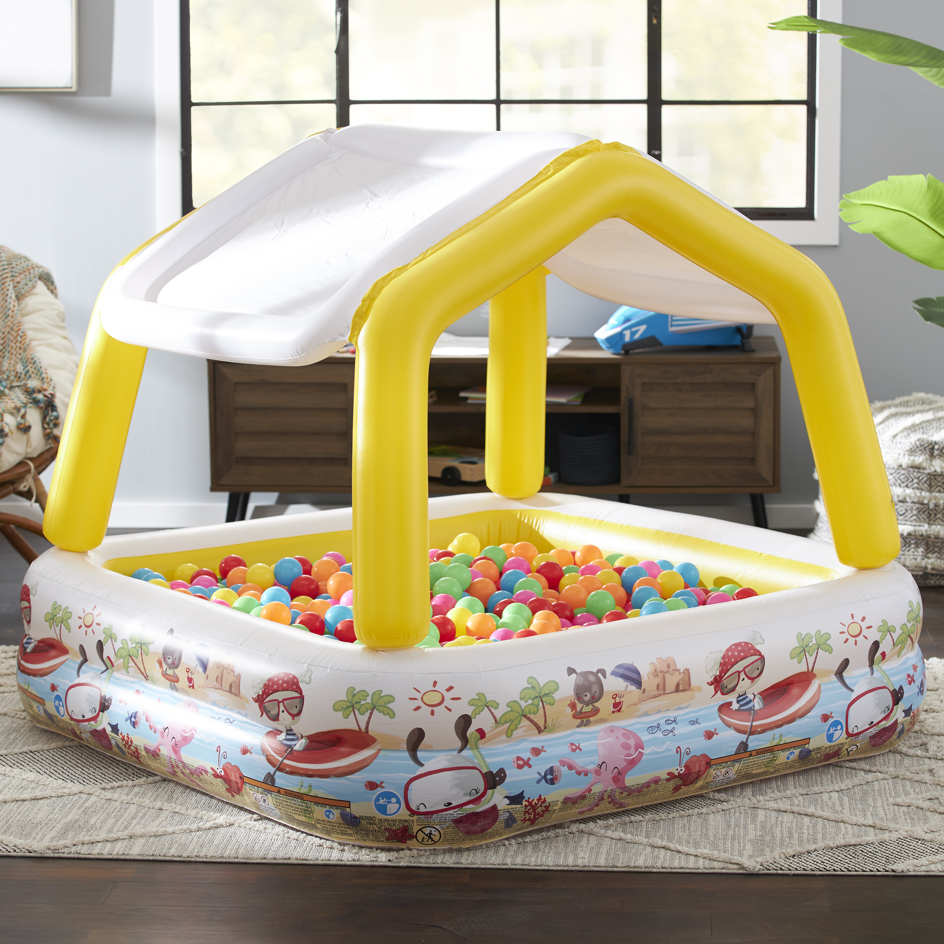 Intex 5ft x 48in Inflatable Ocean Scene Sun Shade Kids Pool With Canopy - image 2 of 12