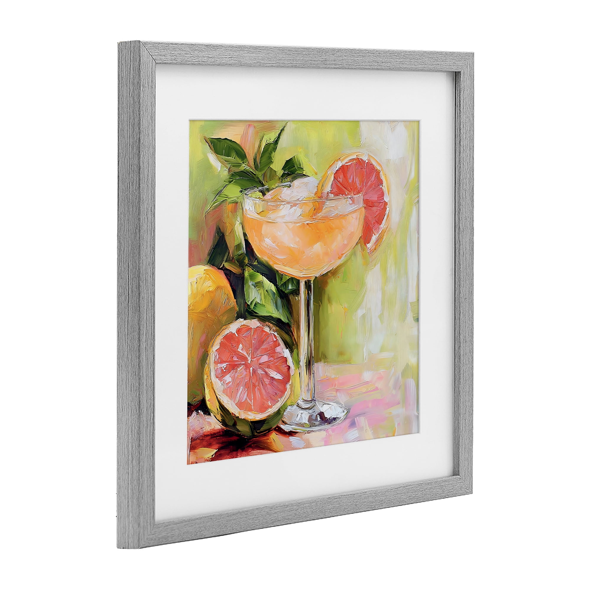 Stupell Industries Grapefruit Summer Cocktail Gray Framed Print Under Glass, design by Riley B