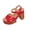 Red, variant on Red Fish Mouth Heeled Sandals For Women Platform High Heels Casual Summer Footwear Pu Material Red Us Size 9.5 Foot Length 10.43 Inches