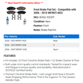 thumbnail image 2 of Front Brake Pad Set - Compatible with 2006 - 2010 INFINITI M35 2007 2008 2009, 2 of 2