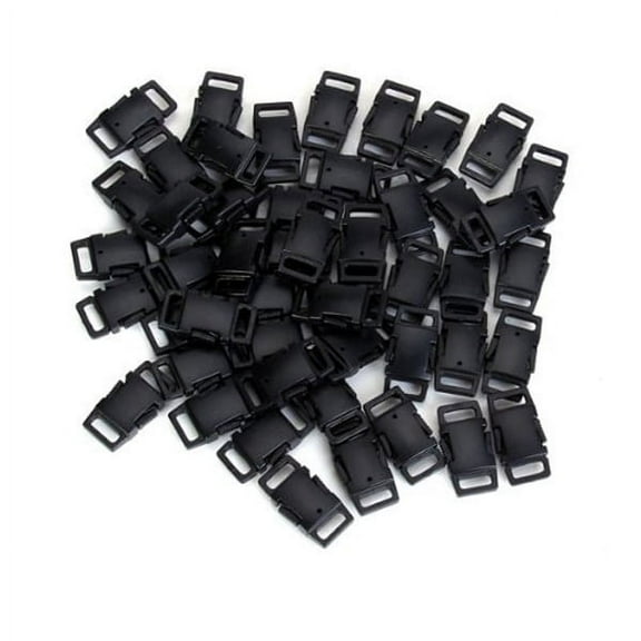 50pcs Durable Hard Plastic Side Release Buckles for Webbing /Dog Collar /Paracord Bracelets (Black)