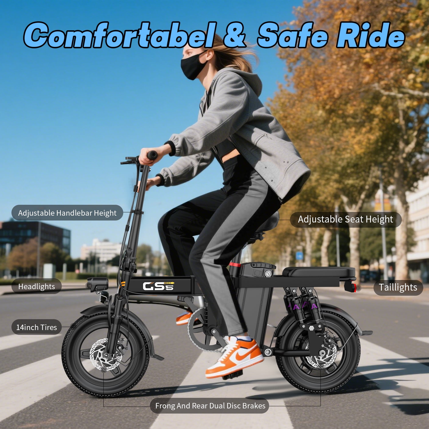 Electric Bike for Adults, Ebike, Electric Bicycle with 720WH Removable Battery,14" Folding Ebike, 20MPH,35+ Miles,750W Peak Motor,Full Shock Absorption,UL 2849,Commuting Mini E Bikes