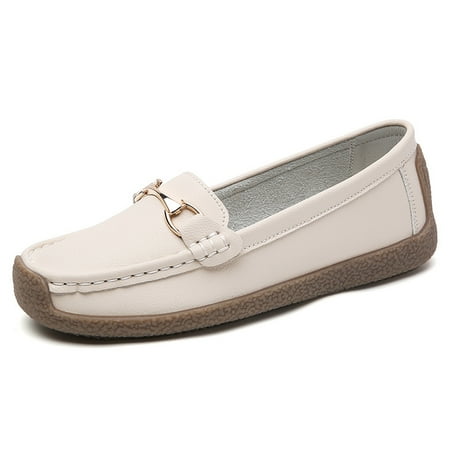 

Women‘s Slip On Loafer Shoes Metal Decor Non-slip Flat Shoes Casual Walking Shoes