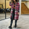 thumbnail image 6 of Crunowin Womens Flannel Plaid Shacket Jacket, Casual Lapel Button Down Tartan Trench Coat Long Sleeve Shirts with Pockets Hot Pink XL, 6 of 9