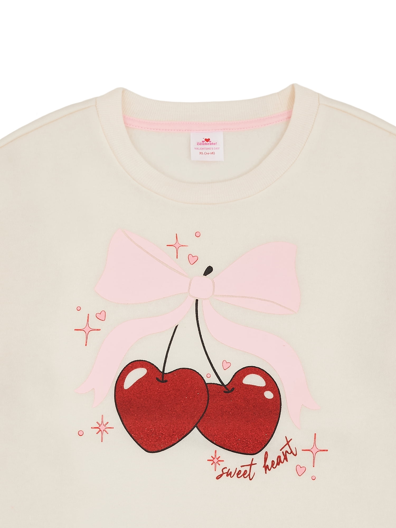 Way to Celebrate Girls' Valentine's Day Fleece Sweatshirt and Pant Set, Sizes 4-18 & Plus
