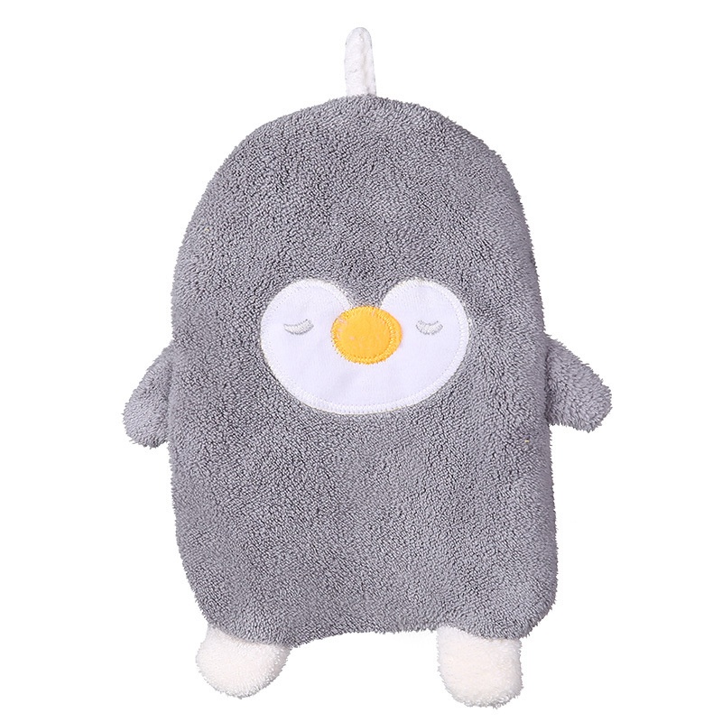 Hanging Hand Towels Ultra Soft Coral Fleece Penguin Hand Bath Towel with Hanging Loop