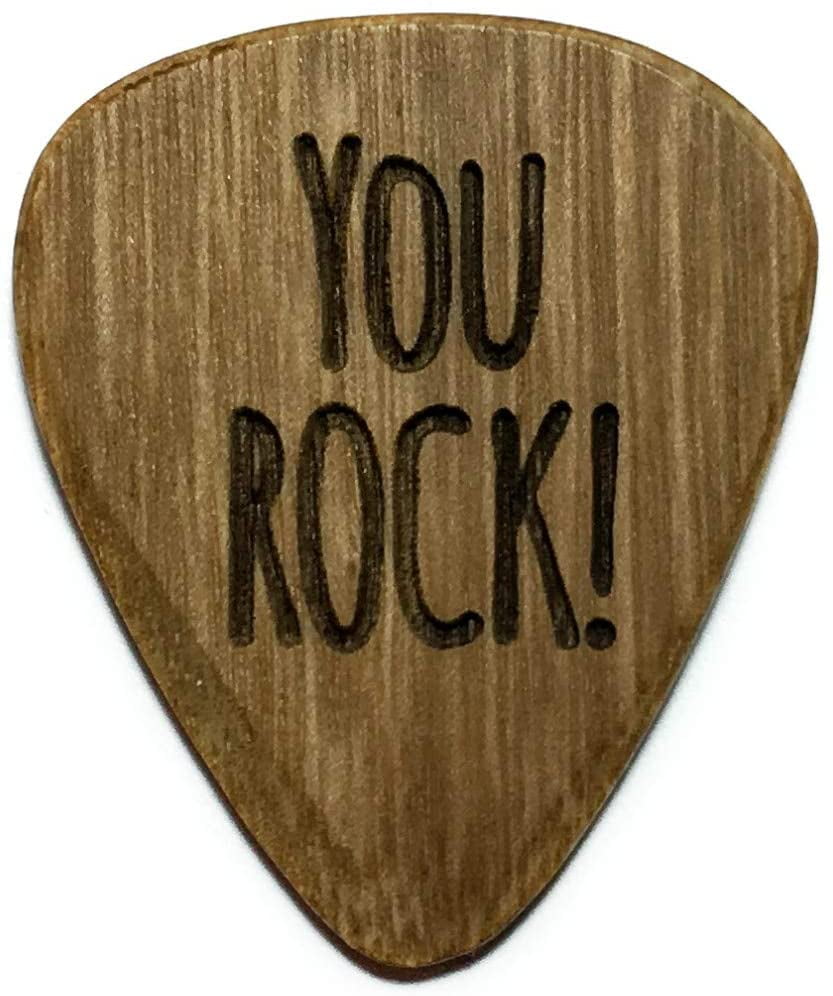 Engraved Wood Guitar Pick-You Rock!