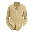 thumbnail image 5 of Huresd Men's Lightweight Casual Button Down Shirts Textured Business Dress Shirts Khaki L, 5 of 5
