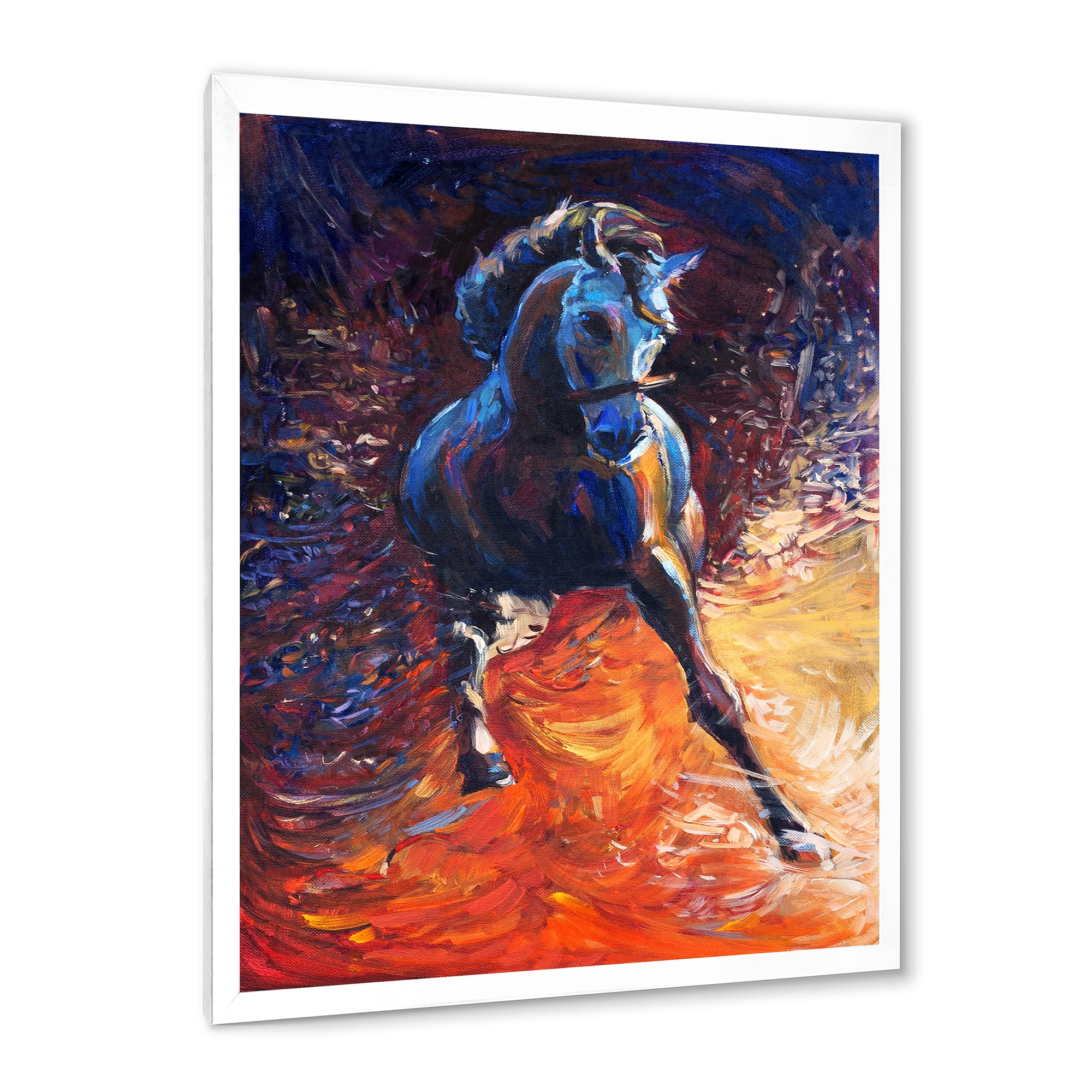 Designart 'Portrait Of A Galoping Blue Horse' Farmhouse Framed Art Print
