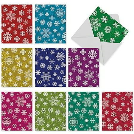 'M6018 FLAKE OUT' 10 Assorted All Occasions Note Cards Featuring Colorful Snowflake Themes with Envelopes by The Best Card (Best Paper Snowflake Designs)