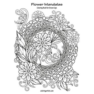 Flower Mandalas Coloring Book for Grown-Ups