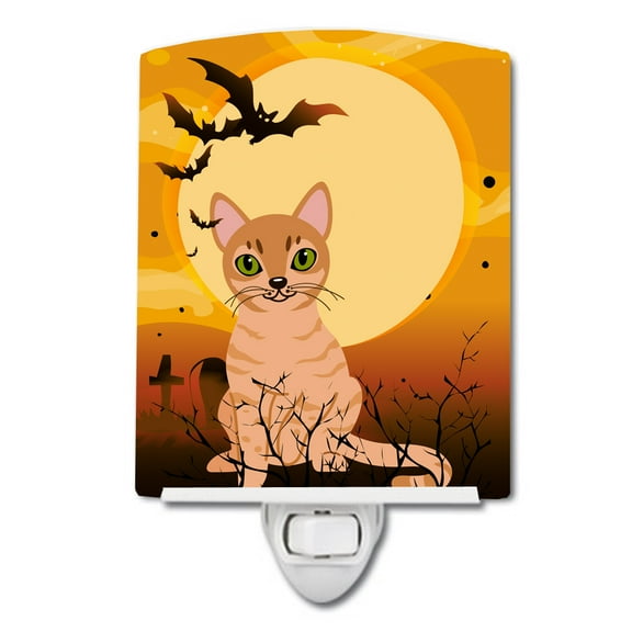 Caroline's Treasures BB4440CNL Halloween Australian Mist Cat Ceramic Night Light, 6x4x3", multicolor
