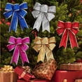 thumbnail image 2 of Lazos de árbol de Navidad con purpurina, 5 piezas, Corona de Navidad, adornos de cinta, decoración de fiesta de año nuevo, gran lazo, regalos, 2 of 4
