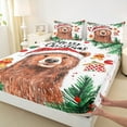 thumbnail image 3 of jejeloiu Kawaii Xmas Bear Twin Sheet Sets,Cute Cartoon Gingerbread Man Twin Fitted Sheet,Happy New Year Flat Sheet For Kids Girl,Super Cozy Room Decor,3-Piece, 3 of 7