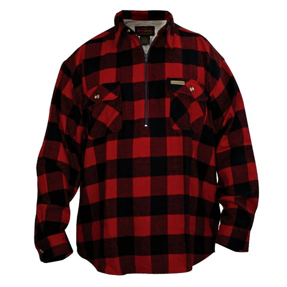 Hickory Shirt Co. Buffalo Flannel Plaid 1/2 Zip Shirt Jacket, Red/Black - Large