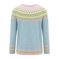 thumbnail image 6 of frariair sweaters for women Knitted Isle Print Retro Sweater Loose Crewneck Long Sleeve Pullover Tops Pink, 6 of 9