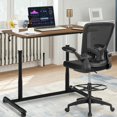 thumbnail image 3 of YYAo Computer Desk,Work Station Desk, Computer Desk,Height Adjustable Computer Desk Sit to Stand Rolling Notebook Table-Brown, 3 of 16