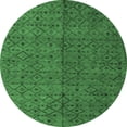 thumbnail image 1 of Ahgly Company Indoor Round Abstract Emerald Green Modern Area Rugs, 3' Round, 1 of 4