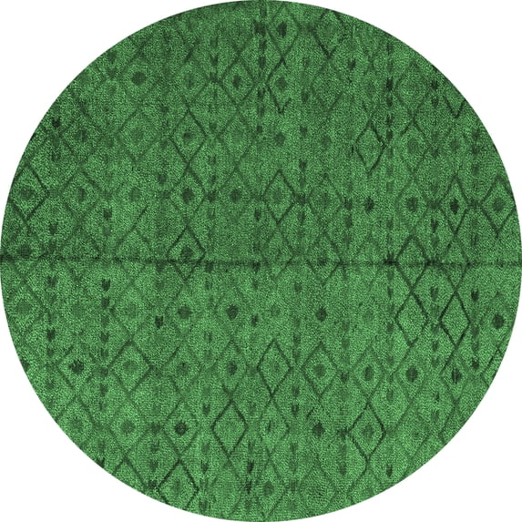 Ahgly Company Indoor Round Abstract Emerald Green Modern Area Rugs, 3' Round