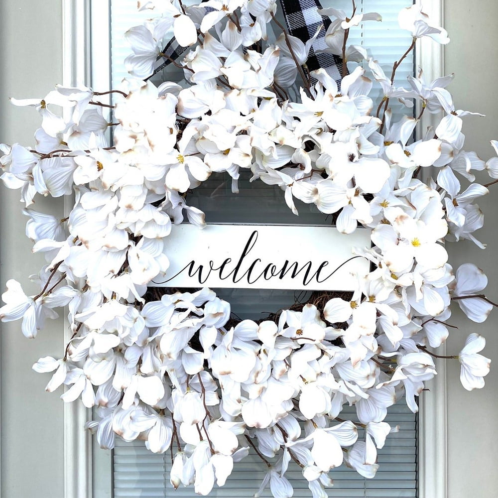 Dogwood Wreaths for Front Door, Dogwood Wreath, White Dogwood Wreath, Dogwood Fresh Wreath, Dogwood Welcome Wreaths for Front Door, Spring Wreaths for Door Outside (18inch)