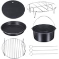 thumbnail image 1 of Air Fryer Accessories 5 PCS Set Kitchen Utensil Including Cake Pan/Pizza Pan/Metal Holder/Rack with Skewers/Silicone Mat for Ninja Air Fryer Oven（6in）, 1 of 5